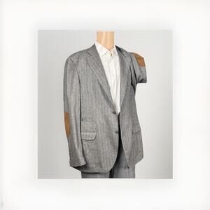 Brunello Cucinelli Gray Herringbone Flannel Tweed Sport Jacket Blazer Men 54/44R